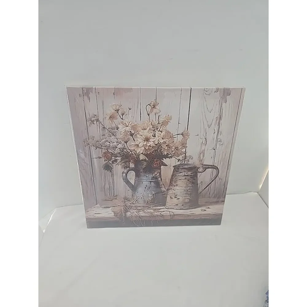 Farmhouse Vintage Rustic Floral Wall Art – Retro Flower Canvas Home Decor